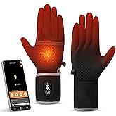 Savior Heated Glove Liners for Men Women,APP Smart Electric Heated Gloves with Remaining Power Display,Rechargeable,Suitable 