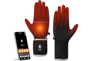 Savior Heated Glove Liners for Men Women,APP Smart Electric Heated Gloves with Remaining Power Display,Rechargeable,Suitable 
