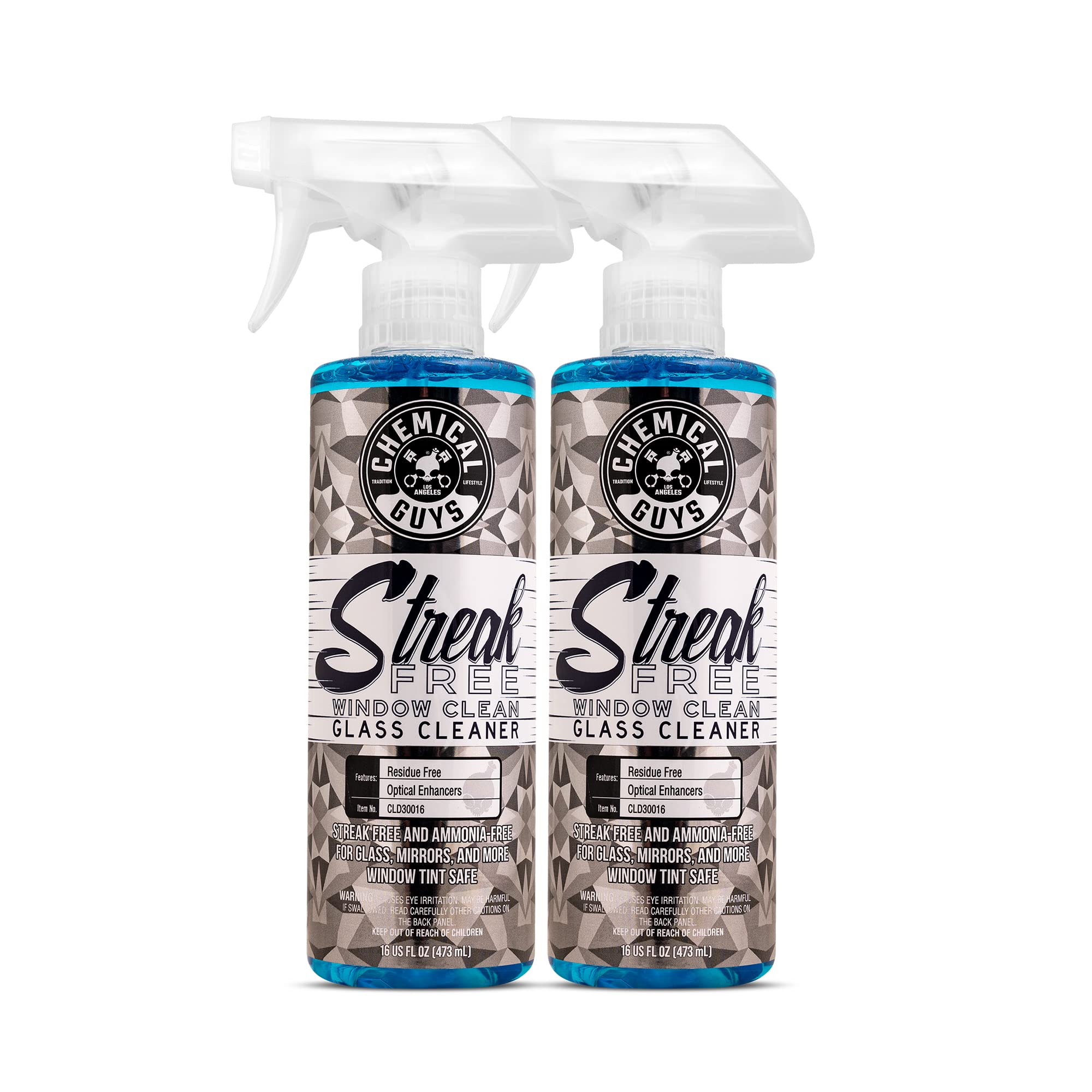 Photo 1 of Chemical Guys CLD3001602 Streak Free Glass & Window Cleaner (Works on Mirrors, Navigation Screens & More; Car, Truck, SUV and Home Use), Ammonia Free & Safe on Tinted Windows, (2 Pack) 16 fl oz