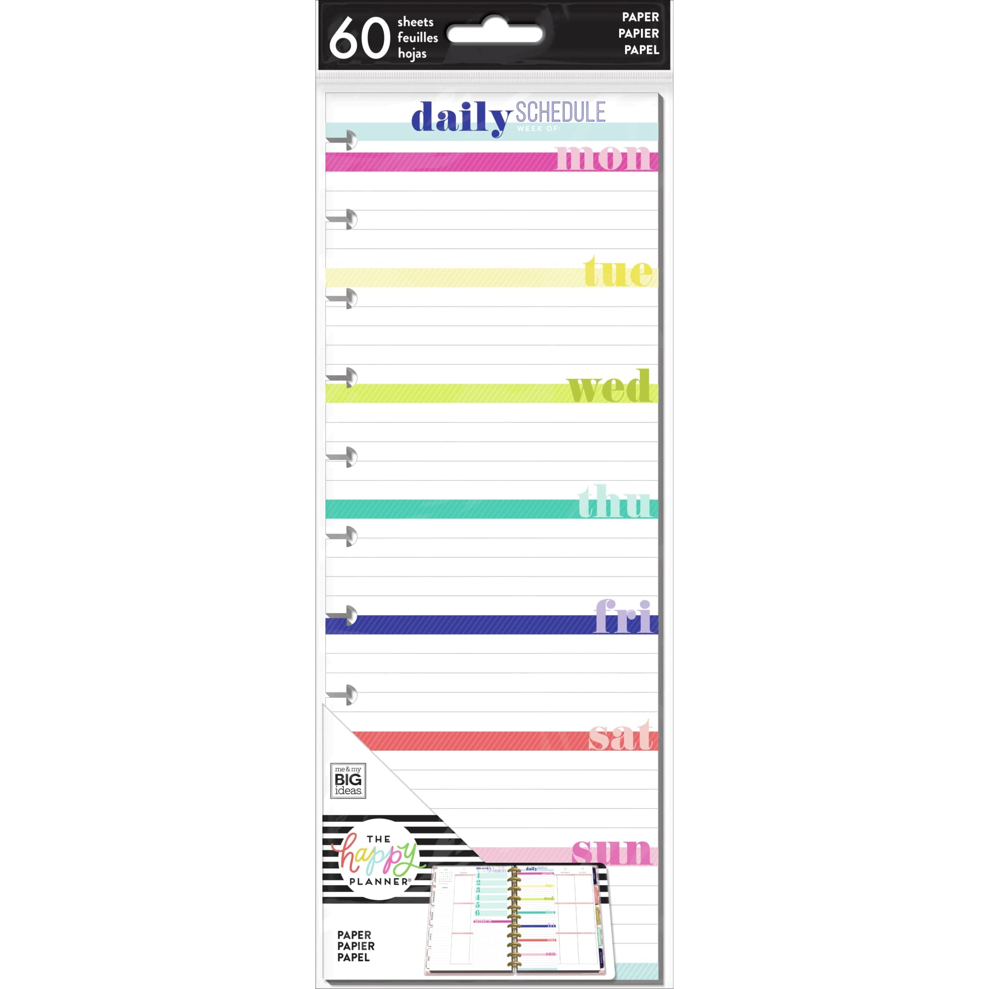 MAMBI, The Happy Planner - Big Half Sheet Note Paper - Daily Schedule