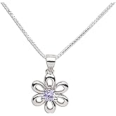 Cherished Moments .925 Sterling Silver Daisy Simulated Birthstone Necklace