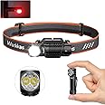 Wurkkos HD12 Headlamp 850Lumen USB-C Rechargeable Mini AA Light,Head Lights for Forehead with White Red Light,Headlight Waterproof Head Lamp with Headband for Outdoor Camping, Hiking, Working