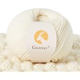 Gisimo 100% Merino Wool Yarn, 3-Ply Luxurious and Soft Yarn for Hand Knitting &amp; Crocheting (Beige, 1Ball)