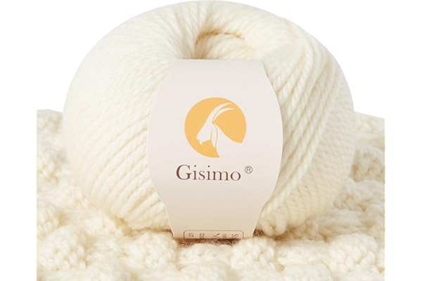 Gisimo 100% Merino Wool Yarn, 3-Ply Luxurious and Soft Yarn for Hand Knitting & Crocheting (Beige, 1Ball)