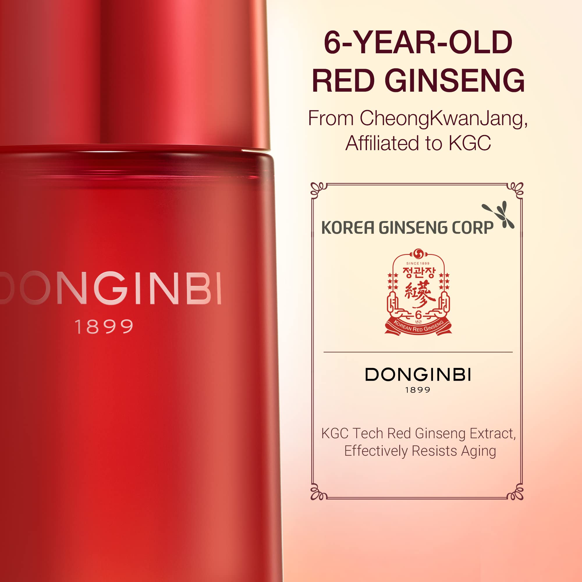 Donginbi Red Ginseng Essential Skin Care Set - Firming Moisturizer(1.69 floz), Hydrating Toner(2.37 floz), Korean Red Ginseng Essence(2.37 floz), Pore Cleaner(1.69 floz), Korean Skin Care