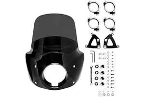 Krator Motorcycle Windshield Fairing & Mounting Kit, Wind Deflector, Motorcycle Accessories Windscreen, Compatible with Harle
