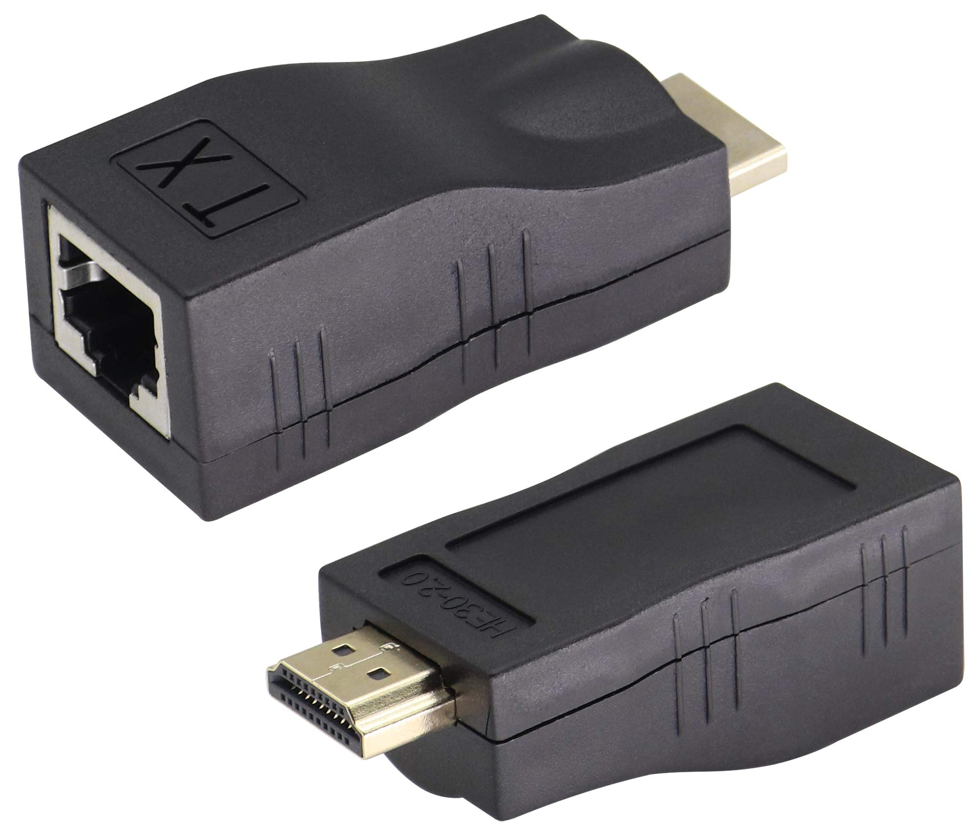 zdyCGTime 1080P HDMI male to RJ45 female converter 4k Network ethernet adapter,HDMI Extender by cat.6/6e cable,HDMI repeater, HDTV extender for HDTV PS4 STB 4K 2K.(Black/2Pack)