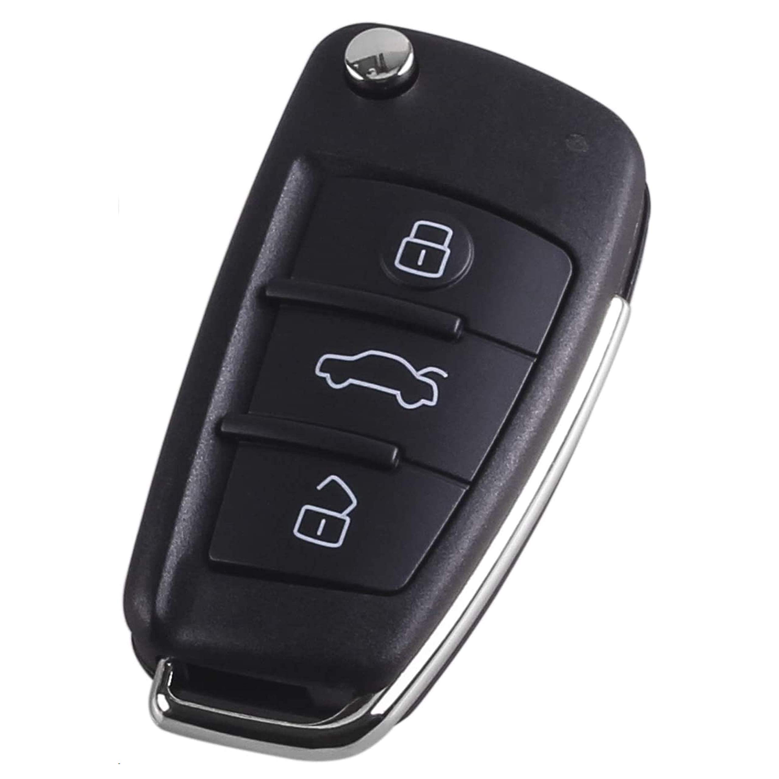 Heart Horse 3 Buttons Folding Flip Remote Car Key Shell Case Compatible For Au-Di A2 A3 A4 A6 A6L A8 Q7 TT S6 Quattro Keyless Entry Key Fob Case Replacement