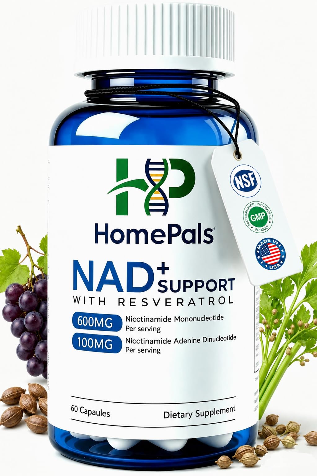 10-in-1 NAD & nmn Supplement, 300mg nmn & 50mg NAD+, Advanced Formula 60 Ct