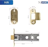 XFORT Polished Brass Radius Tubular Latch for Internal Wooden Doors 75mm view 6