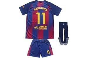 LeenBD Barcelona #11 Raphinha 25/26 Home Kids Soccer Jersey Shirts Football Futbol Socks Set Youth Sizes
