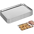 8 Pack Small Stainless Steel Serving Tray, Mini Metal Food Tray Plate, Portable Size Baking Sheets for Oven, Dinner Dish for 