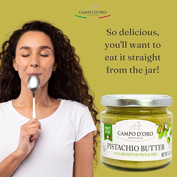 CAMPO D’ORO – PISTACHIO BUTTER SWEET SPREADABLE CREAM, 6.3 OZ (180G), RICH & NUTTY FOR KNAFEH PISTACHIO DUBAI CHOCOLATE BARS