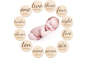 KHC-KHF Baby Monthly-Milestone Cards Announcement Pregnancy Cards Reversible Newborn Photograph Props Shower Neutral Gift Wooden Milestone Sign for Boy Girl