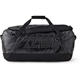 Gregory Alpaca 60L Adventure Duffel Bag, Obsidian Black | Recycled polyester ripstop fabric, abrasion resistance, Reinforced carry straps with internal fiberglass rod