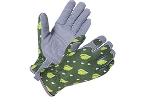 SKYDEER Women's Gardening Gloves - Genuine Deerskin Suede, Ultra-Soft Padded, Comfort Fit for Outdoor Work (SD6615/M)