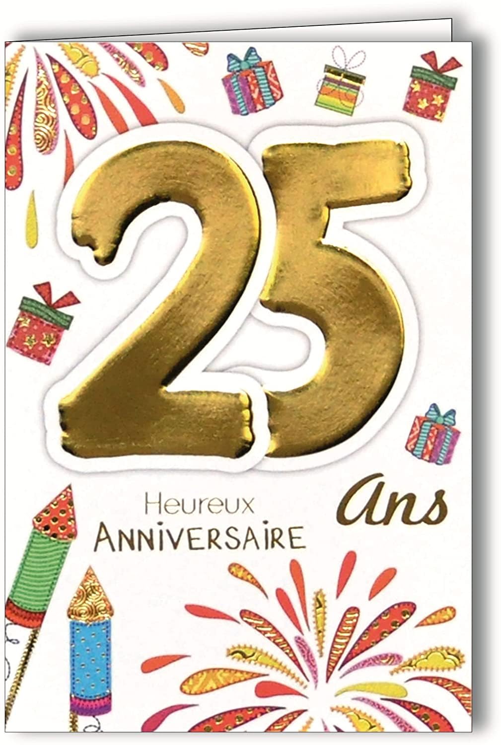 MV 69-2027 Age 25 Birthday Card Young Man Woman – Fireworks Party Gifts