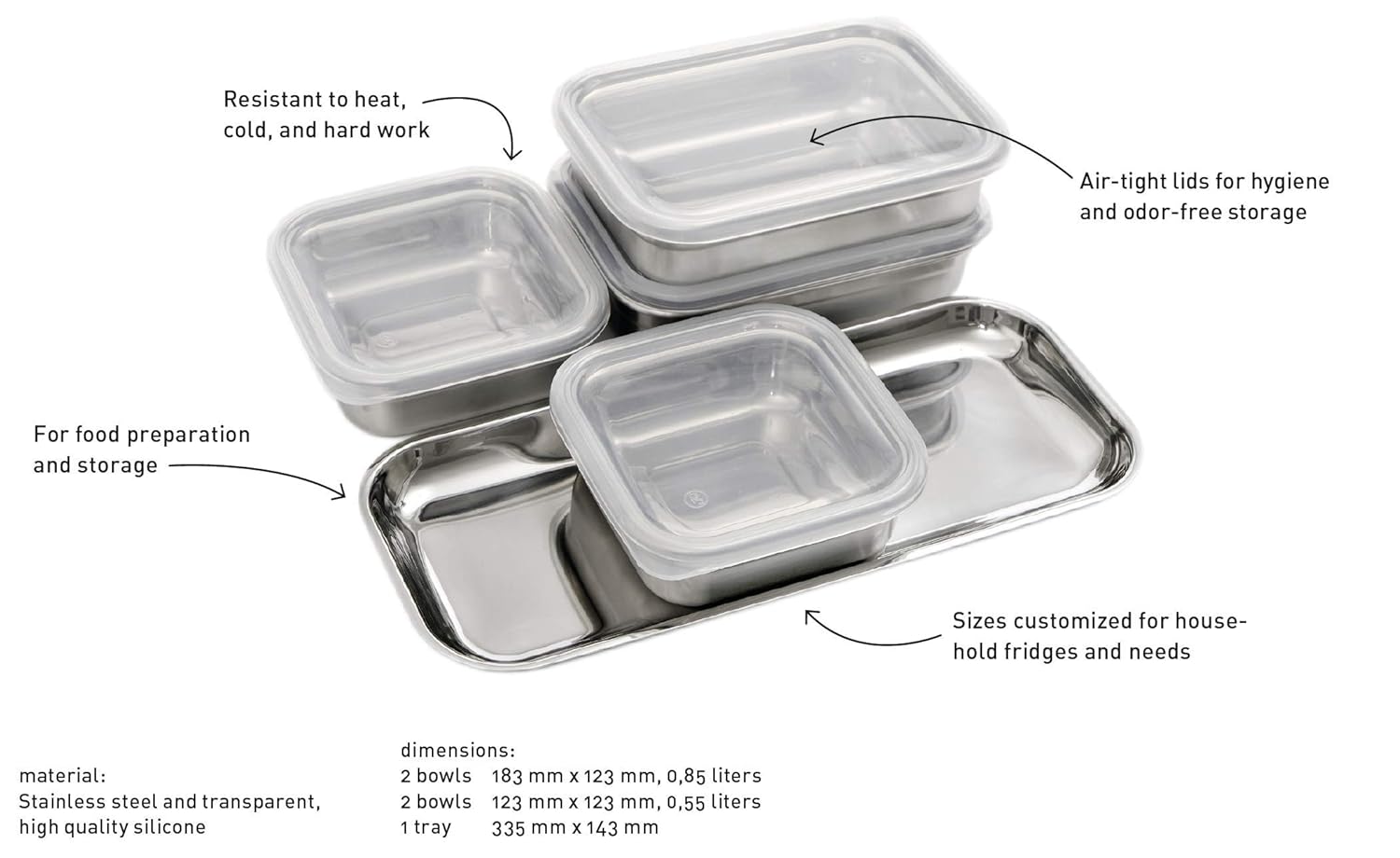Professional Secrets - Stainless Steel Mise en Place Bowls w/Silicone Lids - Organization/Storage