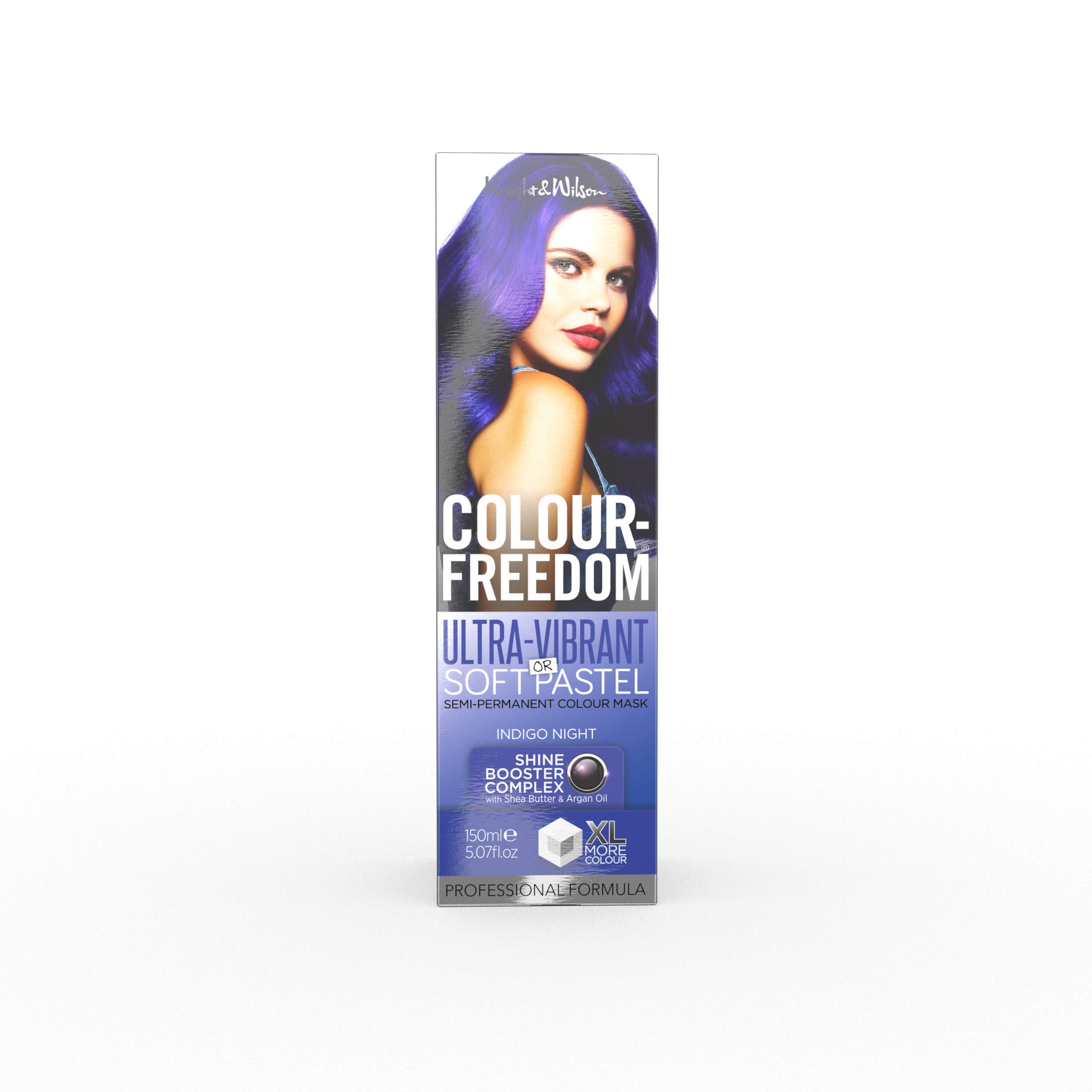 Knight & Wilson Colour-Freedom 150ml Indigo Night Semi-Permanent Hair Colour - Ultra-Vibrant Vegan Firendly Colour Mask with Shine Booster Complex | Ammonia Free Colour Lasts Up To 6-10 Washes