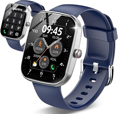 Smartwatch Damen Herren, 1,91" HD Touchscreen Smart Watch mit Telefonfunktion, 112+ Sportmodi Sportuhr, IP68 Wasserdicht Fitnessuhr mit Schrittzähler/Herzfrequenzmonitor/Schlafmonitor Stahlblau