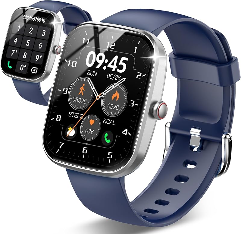 Smartwatch Damen Herren, 1,91" HD Touchscreen Smart Watch mit Telefonfunktion, 112+ Sportmodi Sportuhr, IP68 Wasserdicht Fitnessuhr mit Schrittzähler/Herzfrequenzmonitor/Schlafmonitor Stahlblau