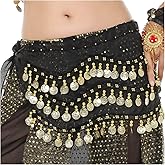 Lauthen.S 128 Coins Belly Dance Hip Scarf Tribal Belt Halloween Genie Costume Accessory