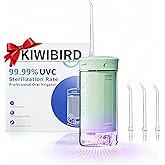 KIWIBIRD Mini Water Flosser for Travel, Ultra-Portable Cordless Oral Irrigator with UVC Light, IPX8 Waterproof 3 Modes, 230mL Teeth Cleaner for Tonsil Stones & Braces Care - Home & Travel (Green)