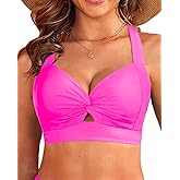 Bikini Tops for Women - Large Bust Swimsuit Top Only Knot Twist Full Coverage Bathing Suit 2025