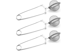 Qancekoo 3 Pack Snap Ball Tea Strainers with Handle, Premium Stainless Steel Fine Mesh Loose Tea Ball Infusers Steepers for H