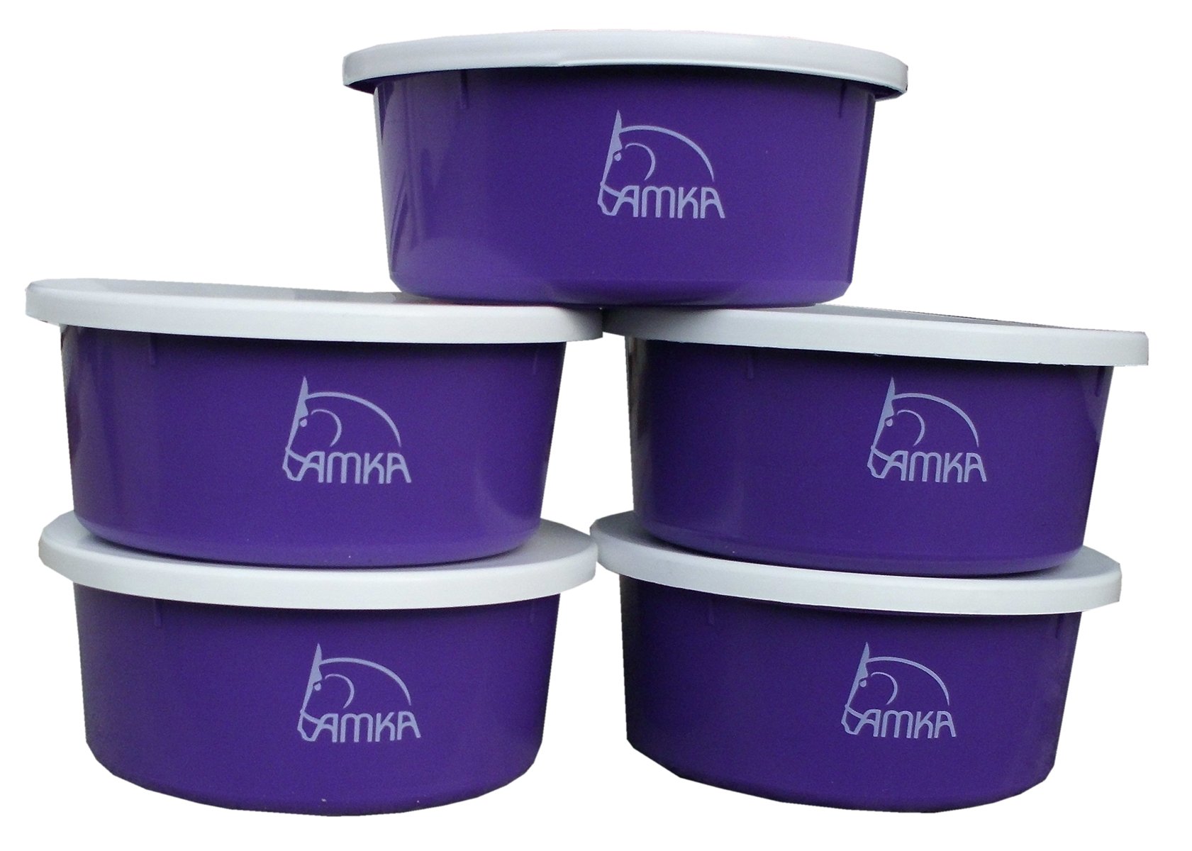 Reitsport Amesbichler Amka Feeding Bowl Set of 5, 2 Litres with Lid, Purple, for Horses
