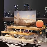 YGYQZ Wood Adjustable Monitor Riser for Desk, 2