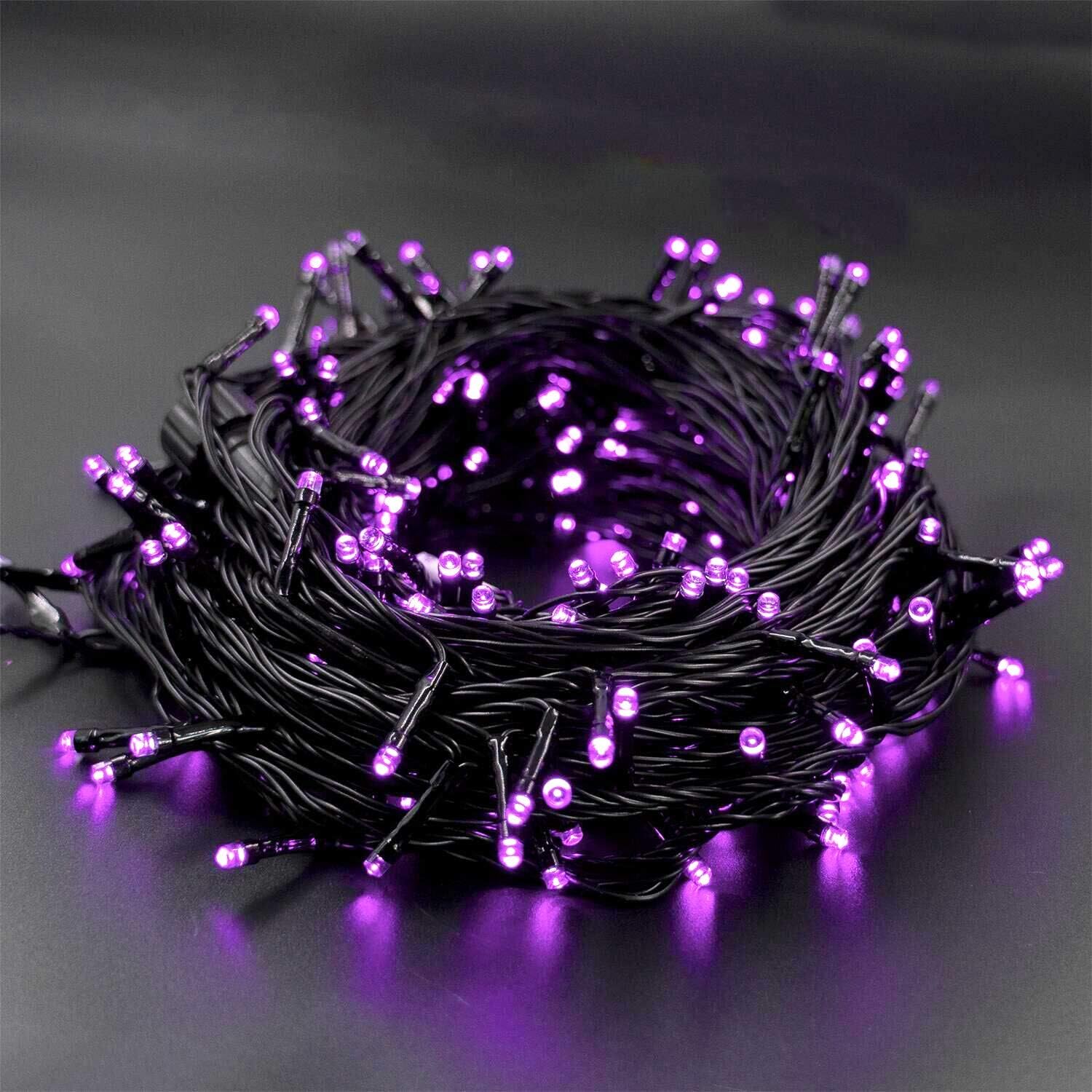WATERGLIDE 300 LED Purple Halloween String Lights, 98.5FT 8 Lighting Modes Light, Plug in String Waterproof Mini Fairy Lights for Outdoor Holiday Christmas Wedding Party Bedroom Decorations: Home Improvement