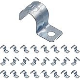 ISPINNER 25pcs 1/2 Inch Zinc Plated Steel EMT Pipe Straps with 1 Hole for EMT Conduit or Pipe Fixing