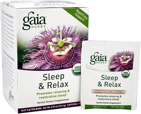 Amazon Com Gaia Herbs Sleep And Relax Herbal Tea Bags 16 Count Packaging May Vary Health Personal Care
