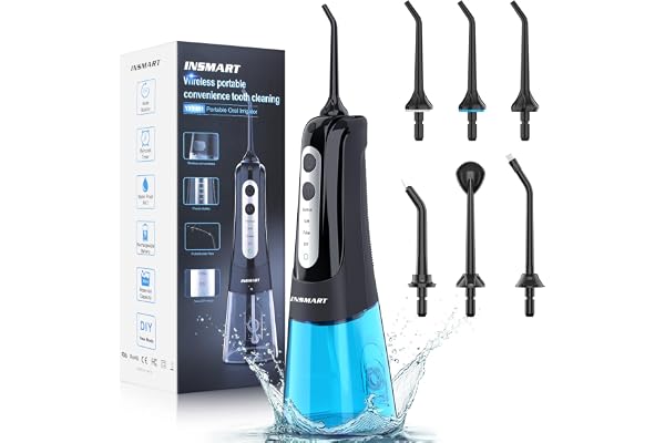 INSMART Water Flosser for Teeth: Cordless Dental Electric Flosser for Oral Care,Rechargeable Floss DIY Mode IPX7 Waterproof,P