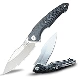 FreeTiger Folding Pocket Knife with Clip, Carbon