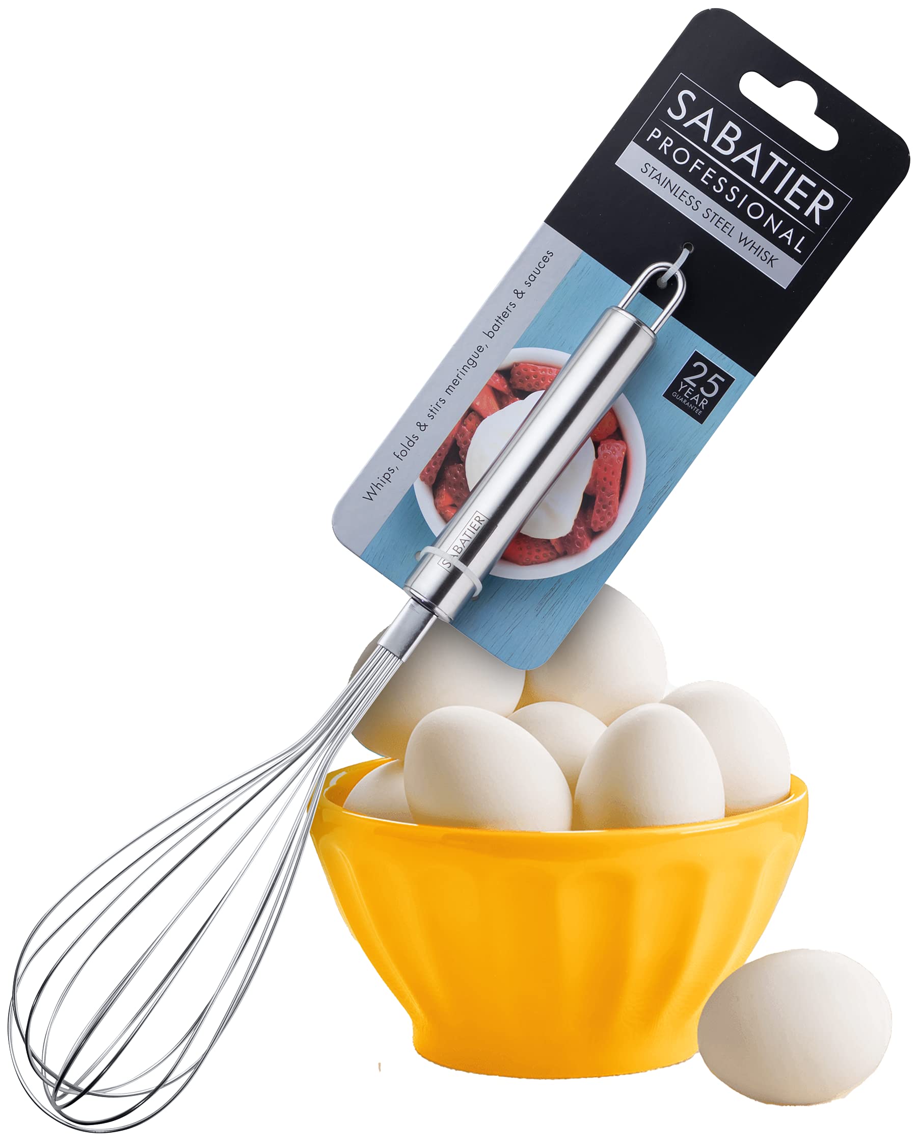 Sabatier Professional Stainless Steel Whisk - by Taylors Eye Witness. Froths Milk, Beats Eggs, Whips, Folds & Stirs Meringue, Batters & Sauces. 25 Year Guarantee.