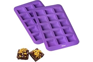 Bakerpan Silicone Brownie Mold for Baking, Individual Bite Size 1.5 Inch Brownie Squares, Silicone Brownie Pan with dividers, 15 Cavities - Set of 2