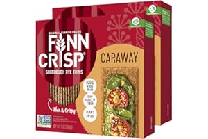 Finn Crisps Original Rye Crispbread | Thin, Crispy Rye Flatbread Crackers | Authentic Finish Sourdough Crispbread | Whole Grain Rye Crackers Box (Caraway, 7 Ounce (Pack of 2))
