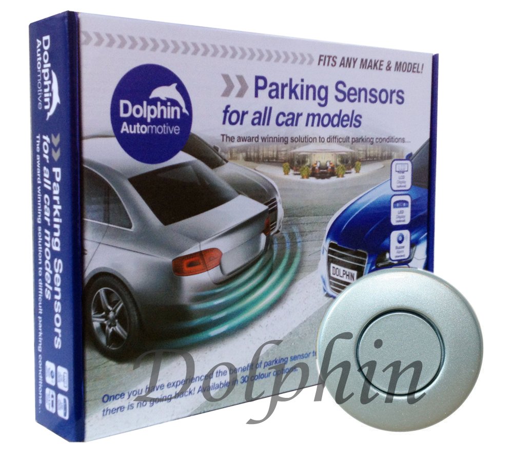 Dolphin Automotive DPS400 Reverse Parking Sensors Auto Express Award Winning In 32 Colours 4 Ultrasonic Radar Sensors Kit Audio Alert System Matt & Gloss Black +30 More Colours (Ice Blue)