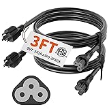 Huanchain 3ft 2 Pack 3 Prong Power Cord for