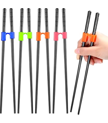 LYART 7 Pairs Reusable Beginner Training Chopsticks Set With Helpers - Japanese Style For Kids & Adults