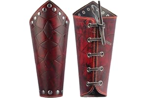 GELCONNIE Leather Gauntlet Wristband Medieval Bracers Viking Wrist Guards Archery Guards Bracers Wide Arm Armor Cuff for Women Men 2PCS