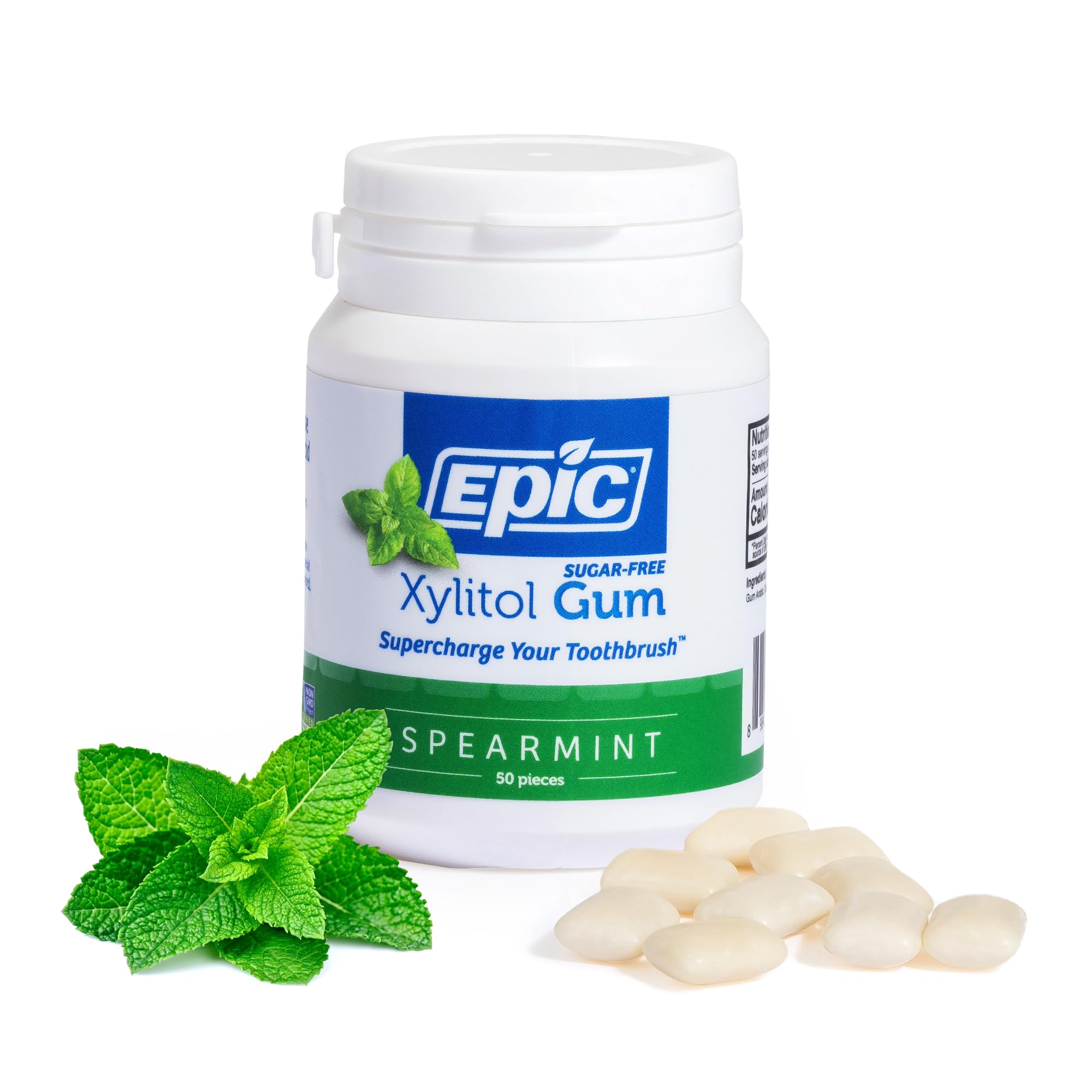 Epic Xylitol Sweetened Spearmint Gum, 50 Count