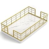 Wican Marble Guest Towel Holder Tray for