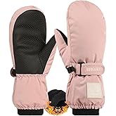 Bawnhaw Kids Winter Snow Mittens Ladies Teen Girls Boys Waterproof Windproof Anti-Slip Cold-Weather Warm Fleece-Lined Gloves