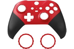 Ceozon Replacement Faceplate Cover Front Housing Shell Repair Accessories Kit for Xbox One Elite Controller Series 2 Included Joystick Rings Red