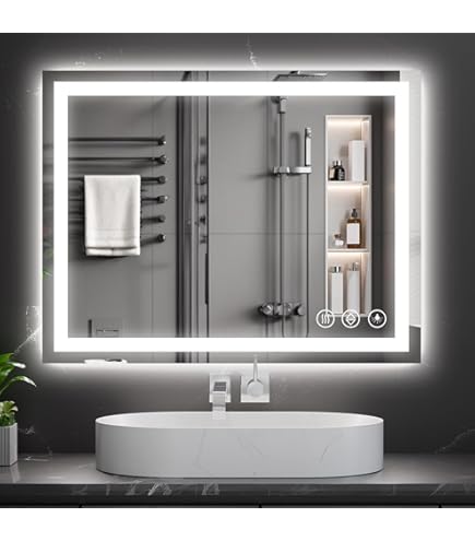 Sweetcrispy 32x24 LED Bathroom Mirror – Anti-Fog, Dimmable, 3 Light Colors, Memory, Tempered