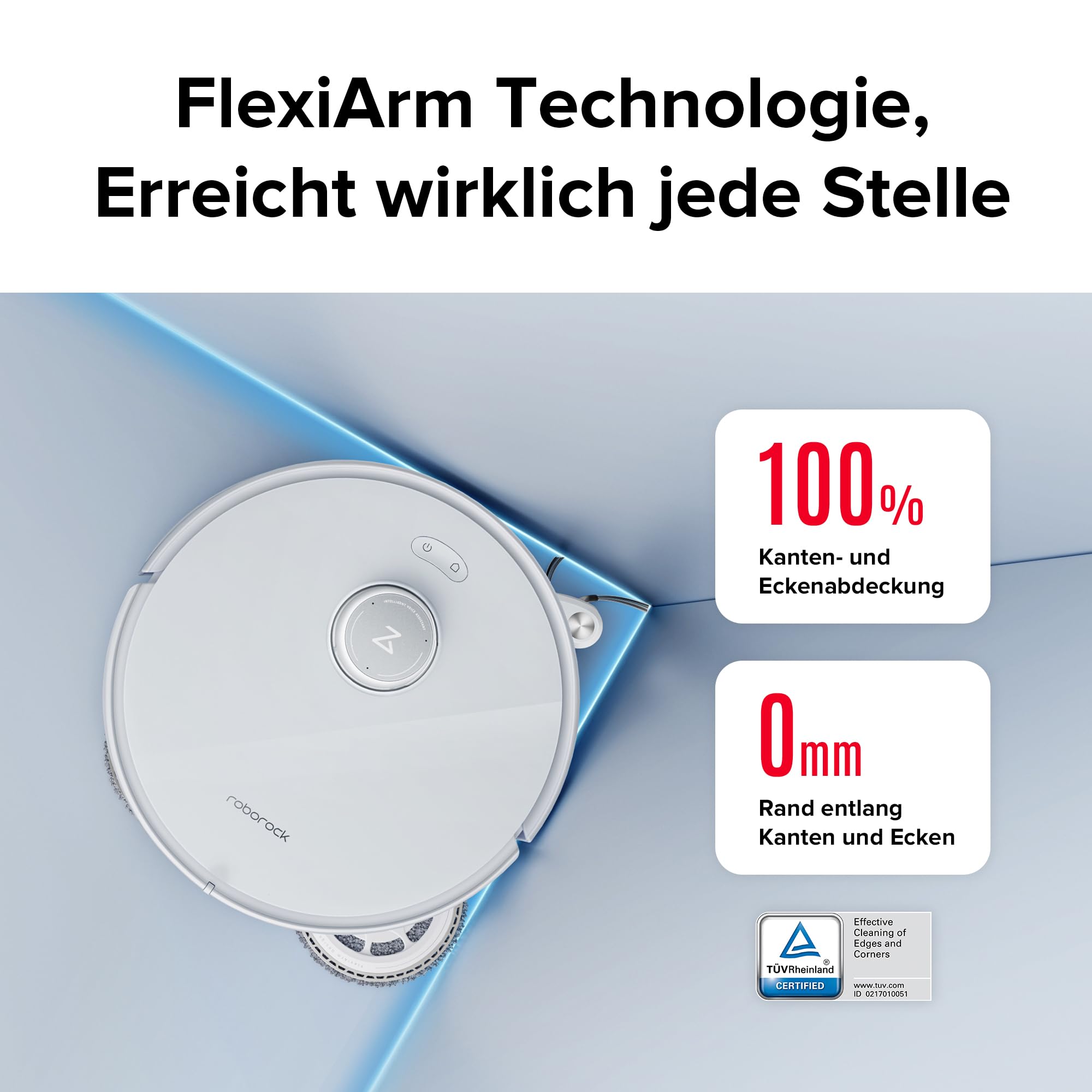 roborock Qrevo Curv Saugroboter mit Wischfunktion&Hebarem Wischmopp, Dual Anti-Tangle-System, AdaptiLift™ Chassis, 18.500Pa, 75℃ Heißwasser-Moppwäsche, Intelligente Schmutzerkennung&Sprachassistent
