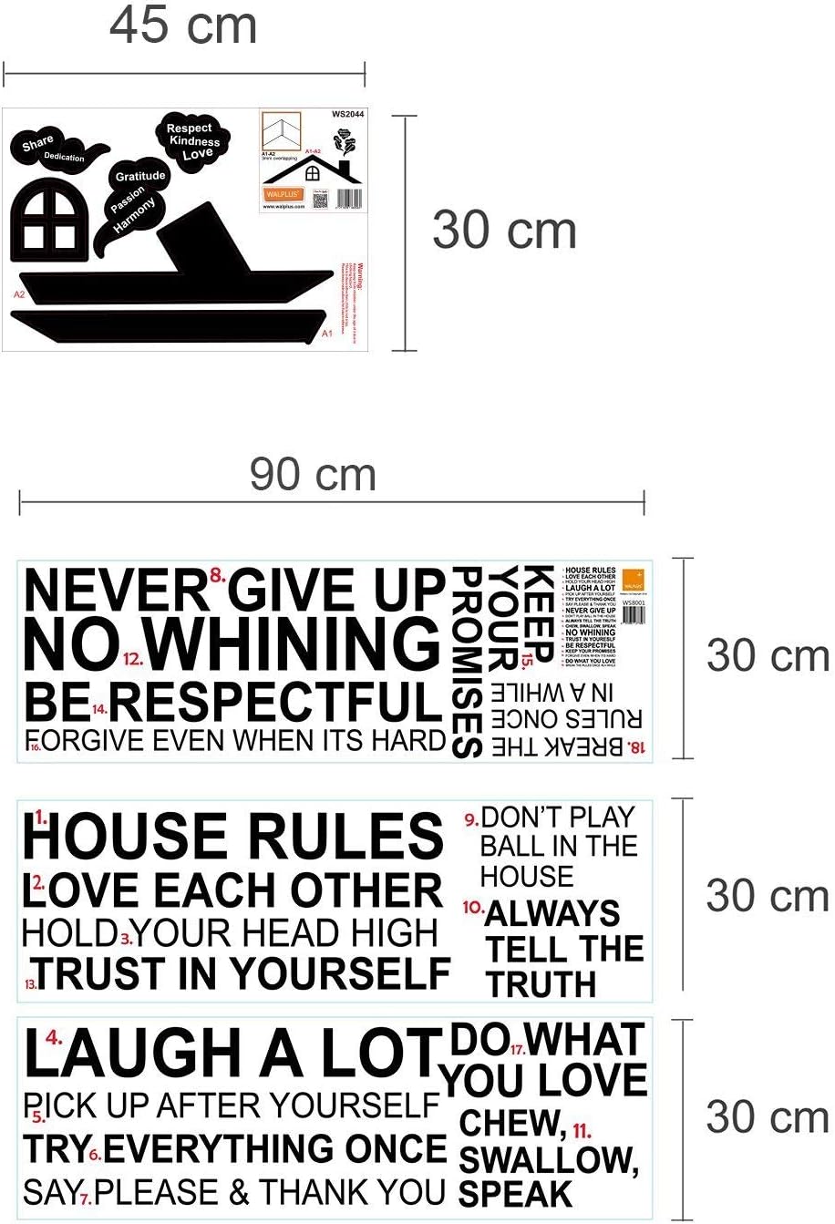 Wallflexi Wall Stickers "House Rules 2" Wall Door Murals Removable Self-Adhesive Decals art living Room Kitchen Furniture Office Décor Restaurant Bar Cafe Hotel Home Decoration - Image 3